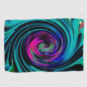 Dramatische Black en Turquoise Abstract Retro Twir Golfhanddoek (Horizontaal)