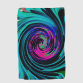 Dramatische Black en Turquoise Abstract Retro Twir Golfhanddoek (Voorkant)
