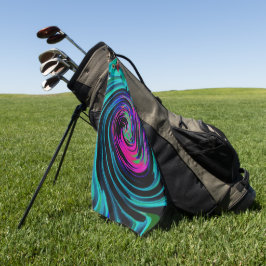 Dramatische Black en Turquoise Abstract Retro Twir Golfhanddoek