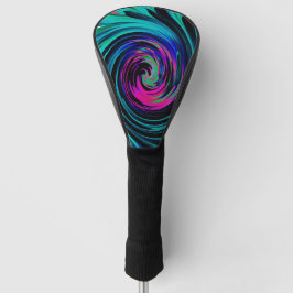 Dramatische Black en Turquoise Abstract Retro Twir Golfheadcover