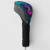 Dramatische Black en Turquoise Abstract Retro Twir Golfheadcover (Schuin)