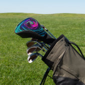 Dramatische Black en Turquoise Abstract Retro Twir Golfheadcover (Insitu)