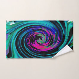Dramatische Black en Turquoise Abstract Retro Twir Handdoek