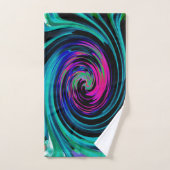 Dramatische Black en Turquoise Abstract Retro Twir Handdoek (Handdoek)