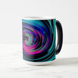 Dramatische Black en Turquoise Abstract Retro Twir Magische Mok