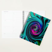 Dramatische Black en Turquoise Abstract Retro Twir Planner (Display)