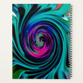 Dramatische Black en Turquoise Abstract Retro Twir Planner (Achterkant)