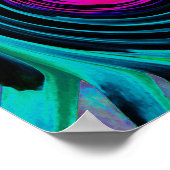 Dramatische Black en Turquoise Abstract Retro Twir Poster (Hoek)