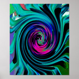 Dramatische Black en Turquoise Abstract Retro Twir Poster