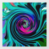 Dramatische Black en Turquoise Abstract Retro Twir Raamsticker (Vel)