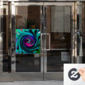 Dramatische Black en Turquoise Abstract Retro Twir Raamsticker (Kantoordeur)