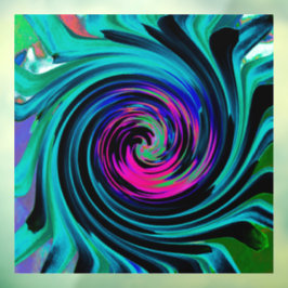 Dramatische Black en Turquoise Abstract Retro Twir Raamsticker
