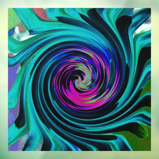 Dramatische Black en Turquoise Abstract Retro Twir Raamsticker (Vel 3)