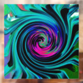Dramatische Black en Turquoise Abstract Retro Twir Raamsticker (Vel 2)