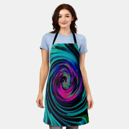 Dramatische Black en Turquoise Abstract Retro Twir Schort