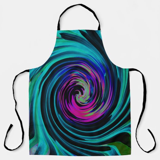 Dramatische Black en Turquoise Abstract Retro Twir Schort (Voorkant)