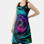 Dramatische Black en Turquoise Abstract Retro Twir Schort (Insitu)