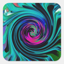Dramatische Black en Turquoise Abstract Retro Twir Vierkante Sticker