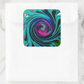 Dramatische Black en Turquoise Abstract Retro Twir Vierkante Sticker (Tas)
