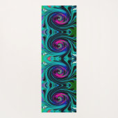 Dramatische Black en Turquoise Abstract Retro Twir Yogamat (Achterkant)