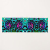 Dramatische Black en Turquoise Abstract Retro Twir Yogamat (Voorkant (horizontaal))
