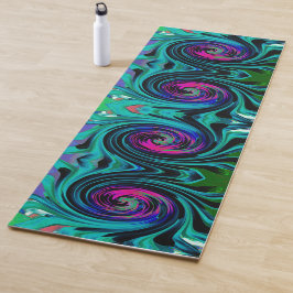 Dramatische Black en Turquoise Abstract Retro Twir Yogamat