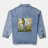Dramatische blauw gekeelde handgeschilderde ara denim jacket (Achterkant)