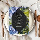 Dramatische Blauwe Bloemen Bruiloft Menu