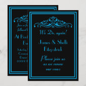 Dramatische blauwe en zwarte bruiloft kaart (Voorkant / Achterkant)