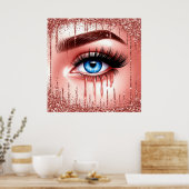 💋 Dramatische Blauwe Ogen Glam Decor Voor Make-up Poster (Keuken)