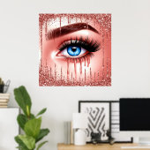 💋 Dramatische Blauwe Ogen Glam Decor Voor Make-up Poster (Thuiskantoor)