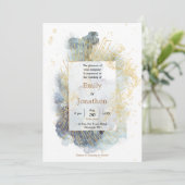 Dramatische Blauwe Ombre Waterverf Gouden Lijn Bru Kaart (Staand voorkant)