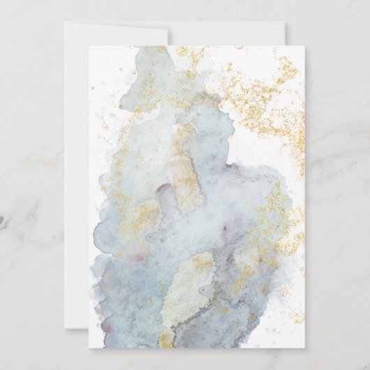 Dramatische Blauwe Ombre Waterverf Gouden Lijnen B Kaart (Achterkant)