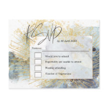 Dramatische Blauwe Ombre Waterverven Gouden Bruilo