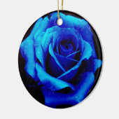 Dramatische blauwe Roos Keramisch Ornament (Links)