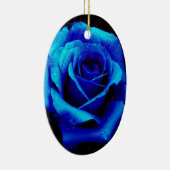 Dramatische blauwe Roos Keramisch Ornament (Rechts)
