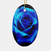 Dramatische blauwe Roos Keramisch Ornament (Links)
