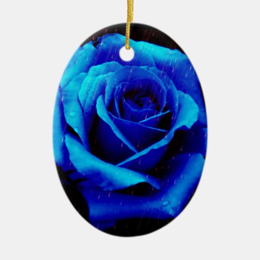 Dramatische blauwe Roos Keramisch Ornament (Voorkant)