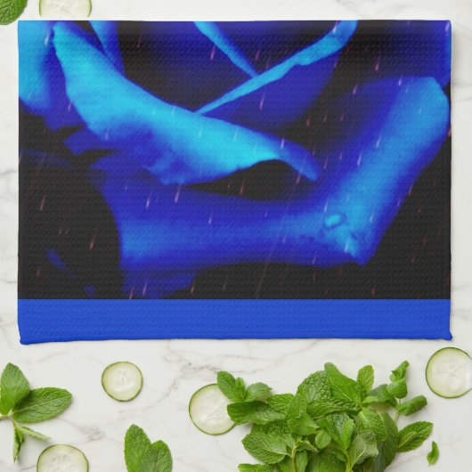 Dramatische blauwe Roos Theedoek (Gevouwen)