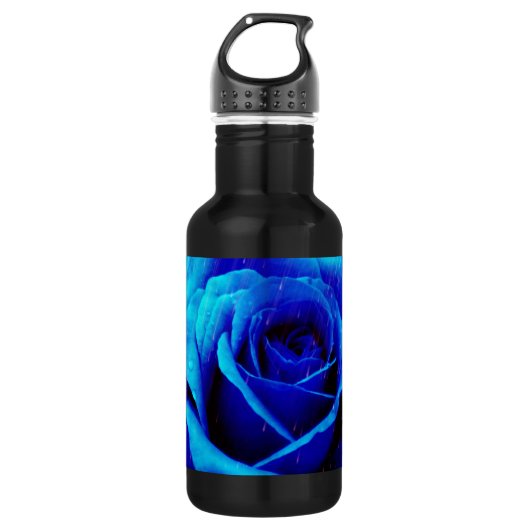 Dramatische blauwe Roos Waterfles (Voorkant)