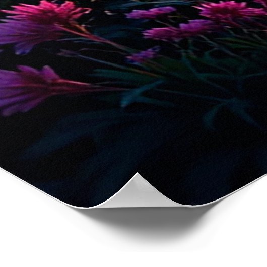 Dramatische bliksem boven een sereen bosmeer poster (Hoek)