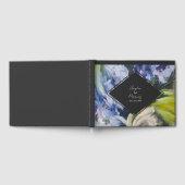 Dramatische bloem blauwe botanische trouw gastenboek (Volledig)