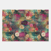 Dramatische Bloemen in Blauwgroen, Zwart & Crème D Inpakpapier Vel (Voorkant 3)