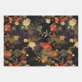 Dramatische Bloemen in Blauwgroen, Zwart & Crème D Inpakpapier Vel (Voorkant 2)