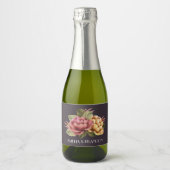 Dramatische bloemenbruiloft Mini Sparkling Wijnetiket (Voorkant)