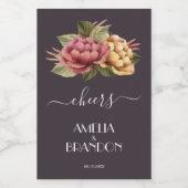Dramatische bloemenbruiloft Mini Wijn Etiket (Enkel label)