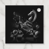 Dramatische Chess Monochrom Bedankjes Labels (Achterkant)