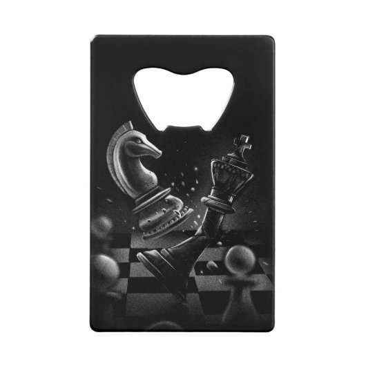 Dramatische Chess Monochrom Creditkaart Flessenopener (Voorkant)