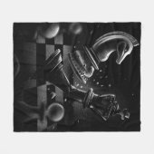 Dramatische Chess Monochrom Fleece Deken (Voorkant (Horizontaal))