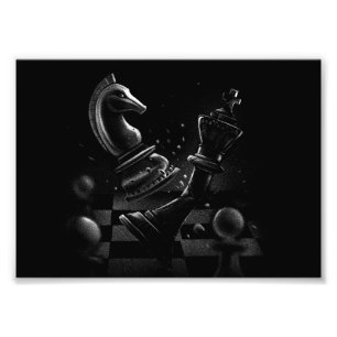 Dramatische Chess Monochrom Foto Afdruk